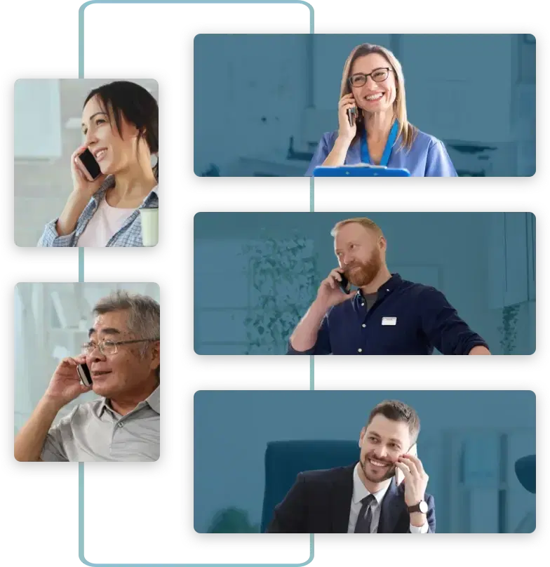 Collage of local service professionals including plumbers, electricians, and dentists